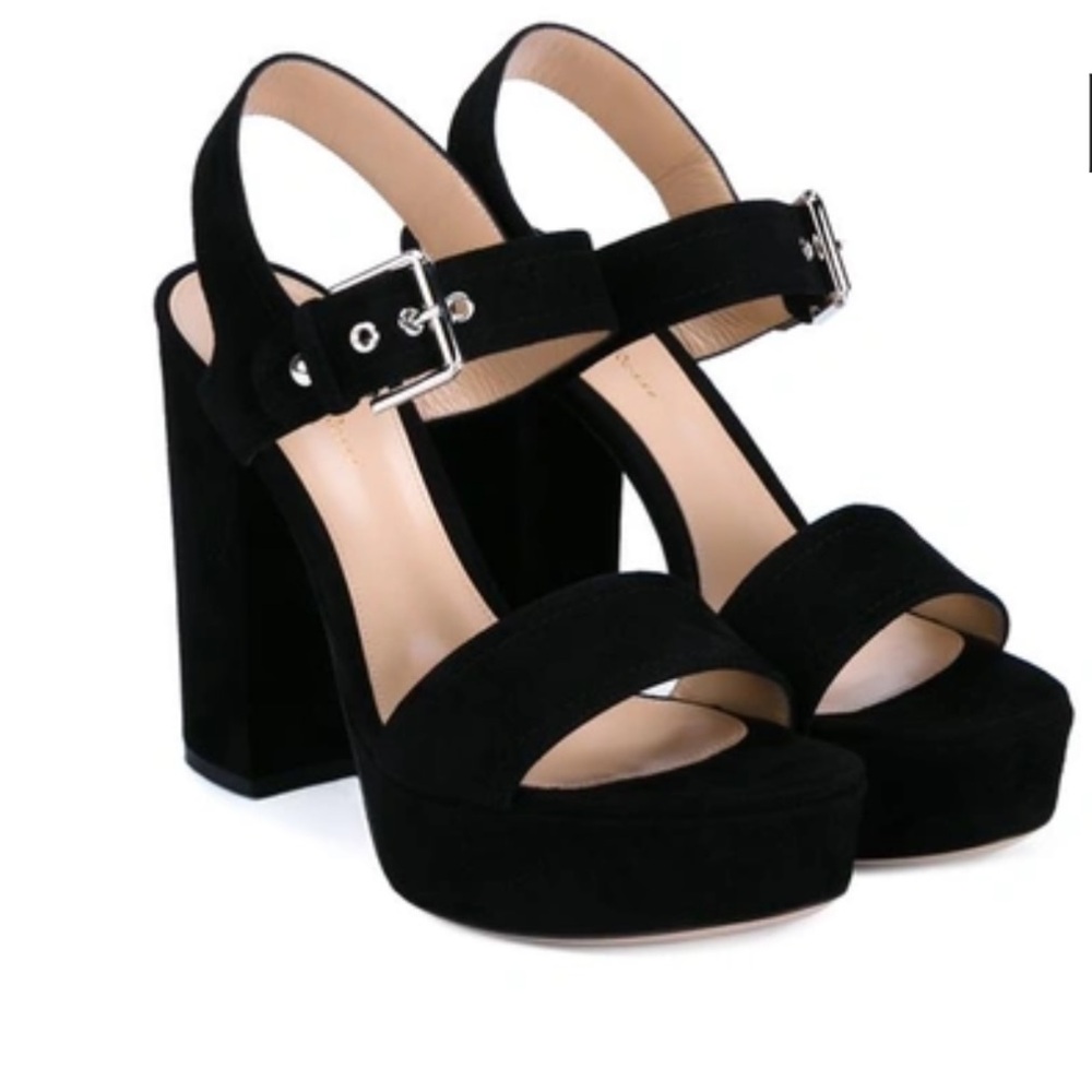 GIANVITO ROSSI Black Gina Platform Sandals Size 38